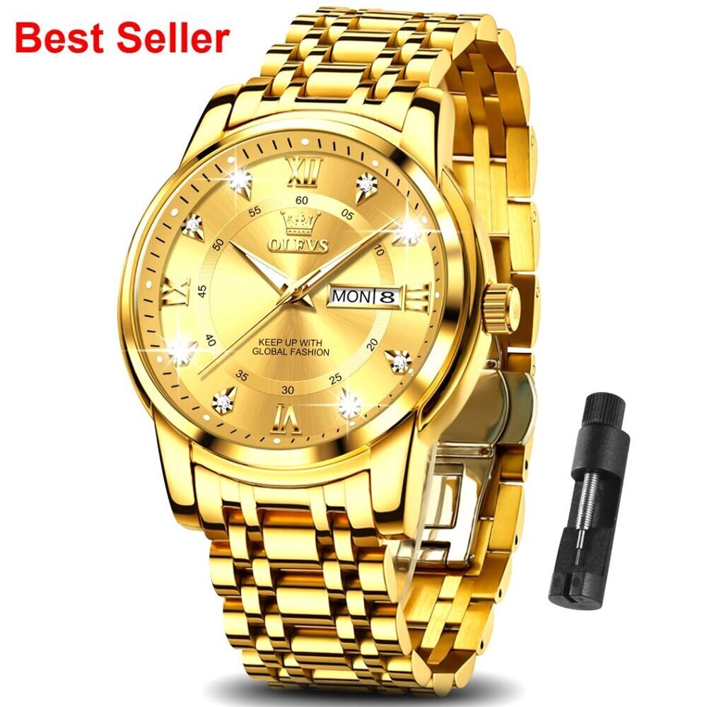 Stainless Steel Men's Watch with Date, Luminous, Waterproof